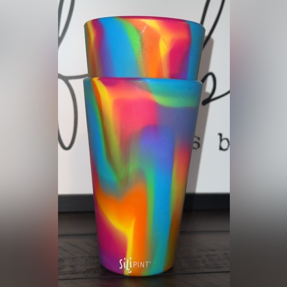SILIPINT Set of 2 Colorful Tie Dye Silicone 16oz Cups/Glasses - Picture 6 of 9